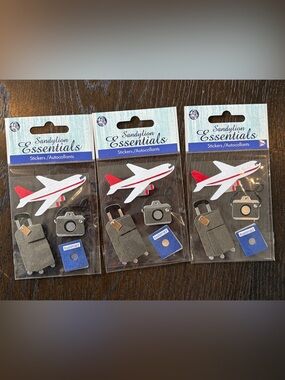 Sandylion Essentials Vintage Stickers Travel Plane. 3 packs of 4 stickers each